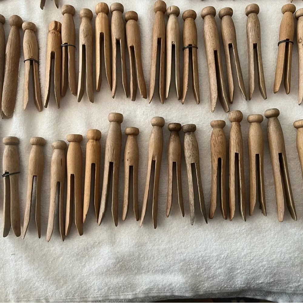 (50) Vintage Wooden Clothespins Set #2 - Picture 4 of 6